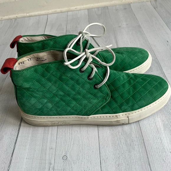 RARE Del Toro 2014 Spring Quilted Green Leather Alto Chukka Sneakers Size 11 - Picture 4 of 8